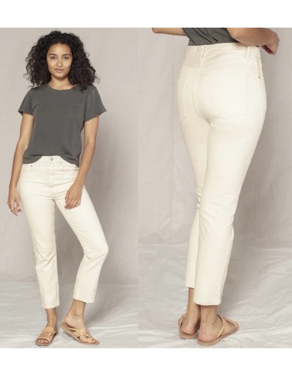 Outerknown Dune High Rise S.E.A. Cream colored Jeans size 27 Straight Gorpcore